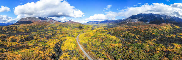 istock Scenic landscape views in Yukon Territory, Canada  in panorama, panoramic view fall 1499861657