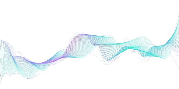 Data visualization, Future technology, Digital era, Information technology. Modern purple-blue-green gradient smooth wave lines for banner, presentation, template, web design. Transparent