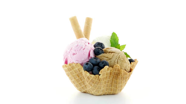 istock Ice cream scoops in wafer bowl 1499863064