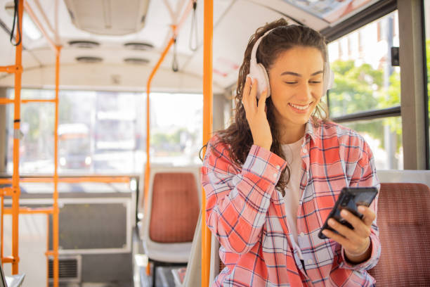 istock Young woman on public transportation 1499863101