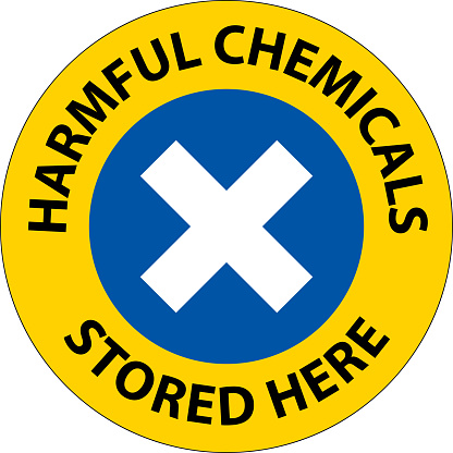 Harmful Chemicals Stored Here Sign On White Background