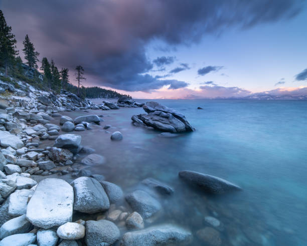 Winter Afternoon at Sand Harbor stock photo