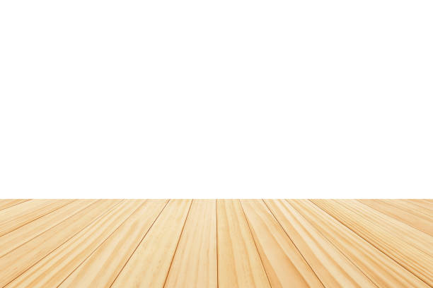 istock Empty wooden table top isolated on white background for product display montage 1499867329