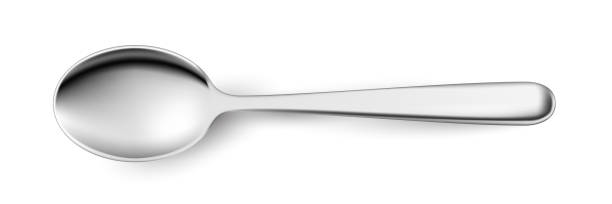 istock 3D spoon, metal steel or silver cutlery object, teaspoon, tablespoon or dessert spoon 1499868178
