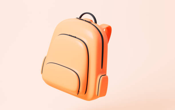 istock Cartoon schoolbag on the yellow background, 3d rendering. 1499871040