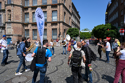 Duesseldorf, Germany, May 27, 2023 - Spontaneous street music 