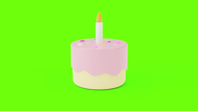 3D Animation of Birthday Cake loop spin.