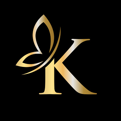 Letter K Butterfly Logo Concept For Luxury, Beauty, Spa and Fashion Symbol