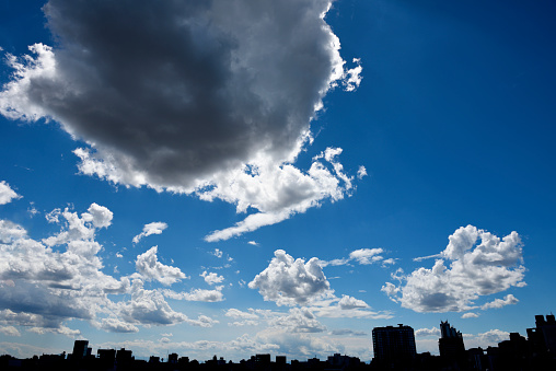 Wide angle view of Tokyo sky in the early morning.