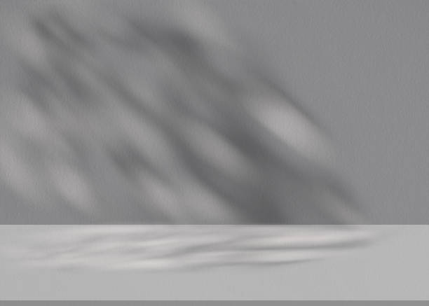 istock Studio background,Leaves shadow with sunlight reflection on grey concrete wall background,Empty Studio Room with abstract light on Cement floor,Backdrop display for product presentation 1499910660