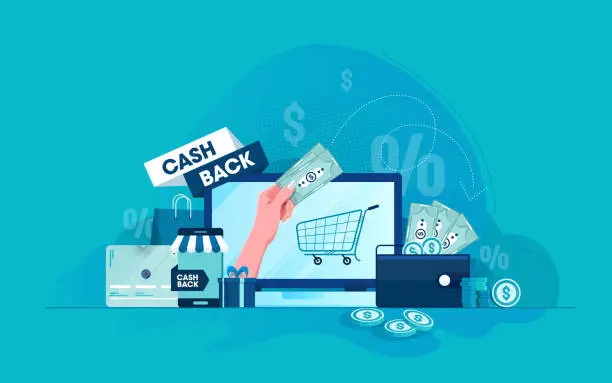 Vector illustration of Cashback in wallet