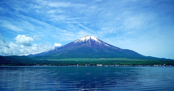 Looking  at Mt. Fuji over Lake Yamanaka