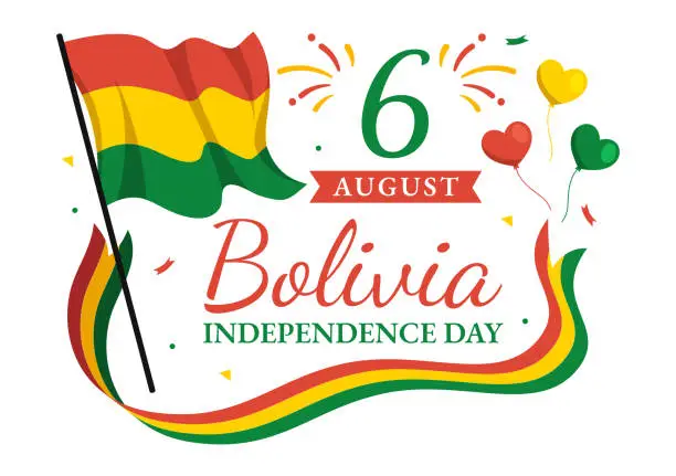 Vector illustration of Bolivia Independence Day Vector Illustration on 6 August with festival National Holiday in Flat Cartoon Hand Drawn Landing Page Background Templates