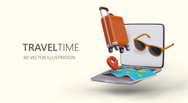 istock Vacation on another continent. Remote purchase of flight tickets. Online flight search 1499926280