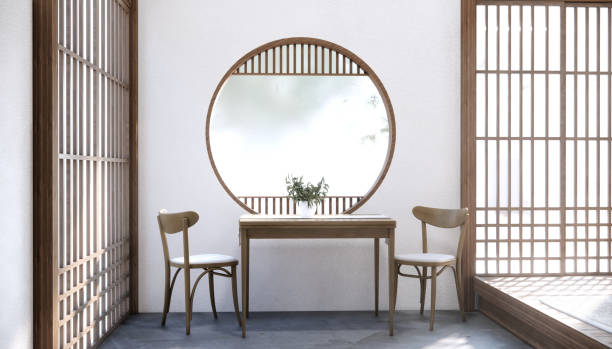 istock Japanese room dining table on wood floor. 1499927301