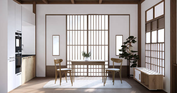 istock Japanese room dining table on wood floor. 1499927517