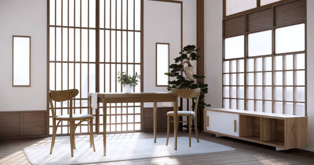 istock Japanese room dining table on wood floor. 1499927527