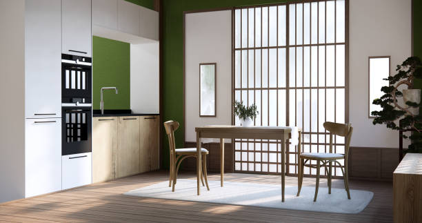 istock Japanese room dining table on wood floor. 1499927547
