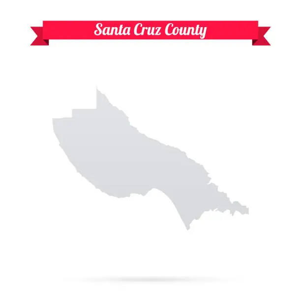 Vector illustration of Santa Cruz County, California. Map on white background with red banner