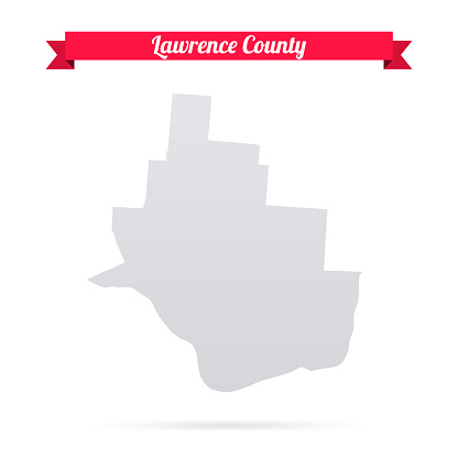 Map of Lawrence County - Ohio, isolated on a blank background and with his name on a red ribbon. Vector Illustration (EPS file, well layered and grouped). Easy to edit, manipulate, resize or colorize. Vector and Jpeg file of different sizes.
