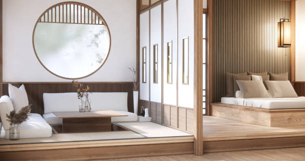 istock Japan style empty room decorated with floor and wall wooden . 1499928738