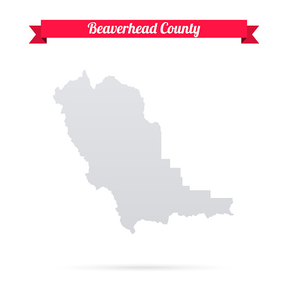 Map of Beaverhead County - Montana, isolated on a blank background and with his name on a red ribbon. Vector Illustration (EPS file, well layered and grouped). Easy to edit, manipulate, resize or colorize. Vector and Jpeg file of different sizes.