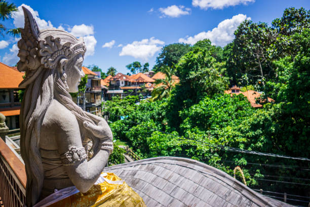 Ubud Town View over Monkey Forest stock photo