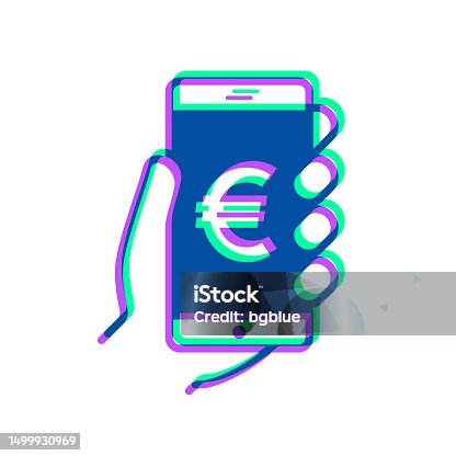 istock Smartphone with Euro sign. Icon with two color overlay on white background 1499930969