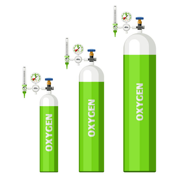 Medical equipment, regulators high-pressure gas flow meters gas oxygen, cylinder oxygen helping patients emergency used to transfer patients. Flat design Medical equipment, regulators high-pressure gas flow meters gas oxygen, cylinder oxygen helping patients emergency used to transfer patients. Flat design oxygen tank regulator stock illustrations