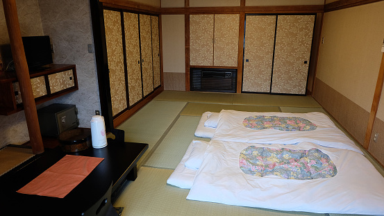 A type of traditional Japanese inn that typically feature tatami-matted rooms
