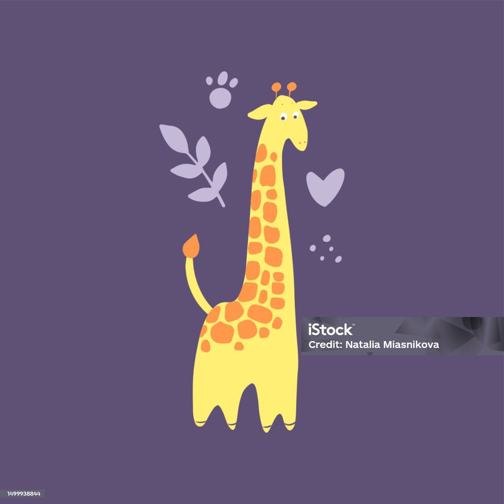 A Cute Colorful Giraffe Great For Tshirts Posters Cards Hand Drawn