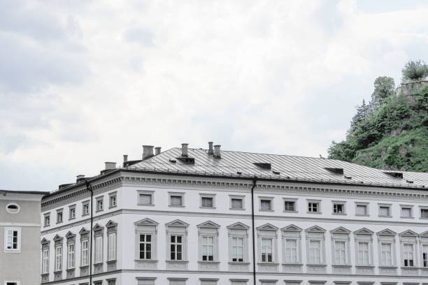 An architectural structure with a white facade in Salzburg, Austria