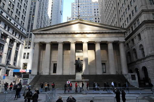New York, USA-December 1, 2011: New York City is a dream place for travelling. There are so many attractions for people to discover. Here is the New York Stock Exchange in Wall Street, Manhattan, New York.
