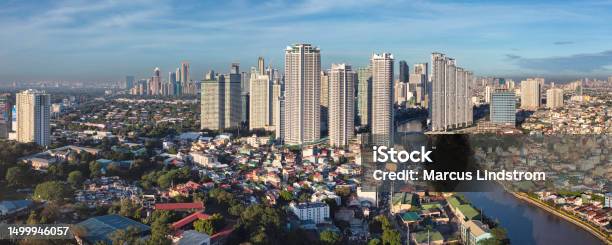 Modern Apartment Buildings By The Pasig River In Metro Manila Stock Photo - Download Image Now