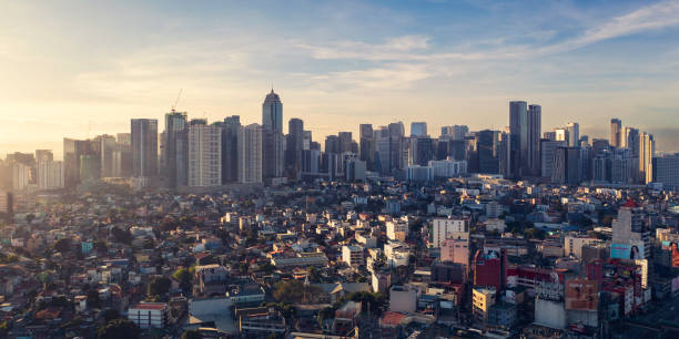 Skyline of Bonifacio Global City in Taguig, Metro Manila stock photo
