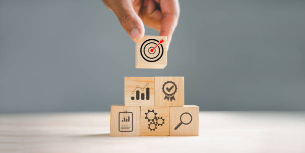 istock Wood block stacking meticulously arranged by hand 1499947823