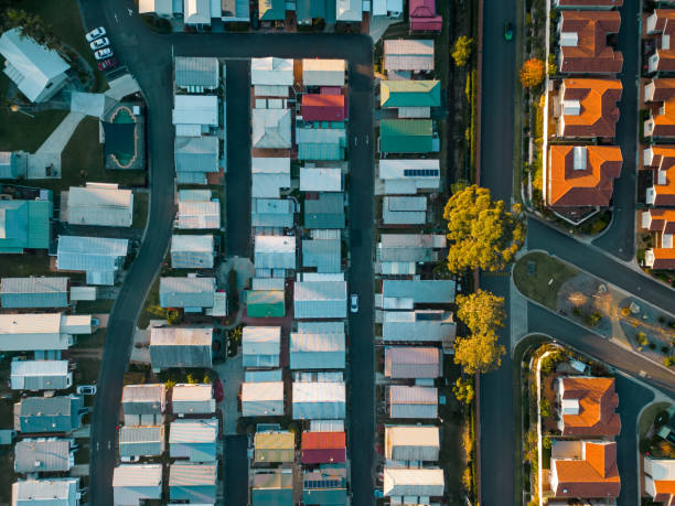istock Suburban Roof Patterns in the Golden Hour 1499951709