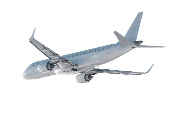 istock Passenger aircraft flies isolated on white background 1499951905