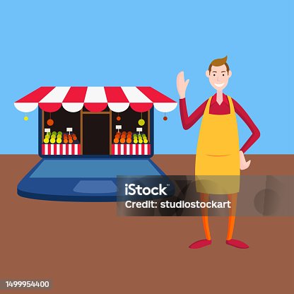 istock Online Grocery Shopping Concept. 1499954400