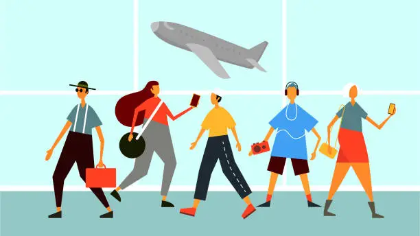 Vector illustration of People in airport
