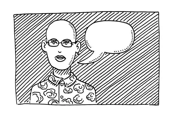 Vector illustration of Transgender Woman Speech Bubble Drawing