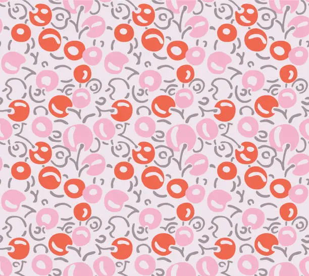 Vector illustration of Japanese Cute Cherry Vector Seamless Pattern