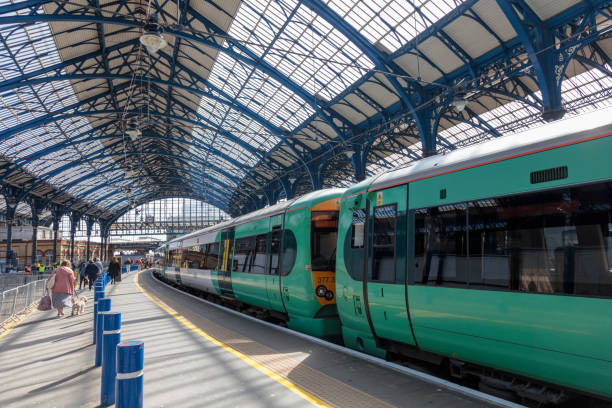 Brighton, England - April 29, 2023: The train station in Brighton and Hove, England