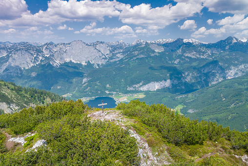 Tuerkenkogel Summit Cross, Grundlsee, Toplitzsee, Totes Gebirge