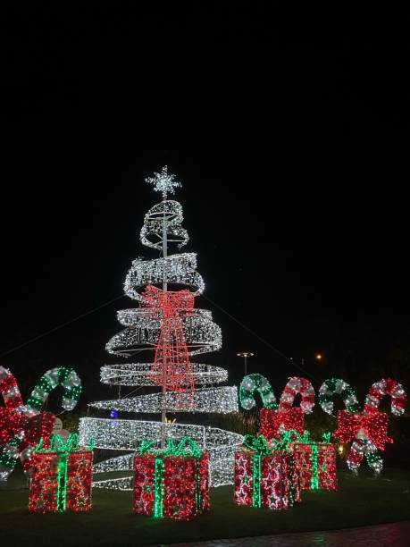 istock Illuminated tree adorned with festive Christmas lights at night 1499965091