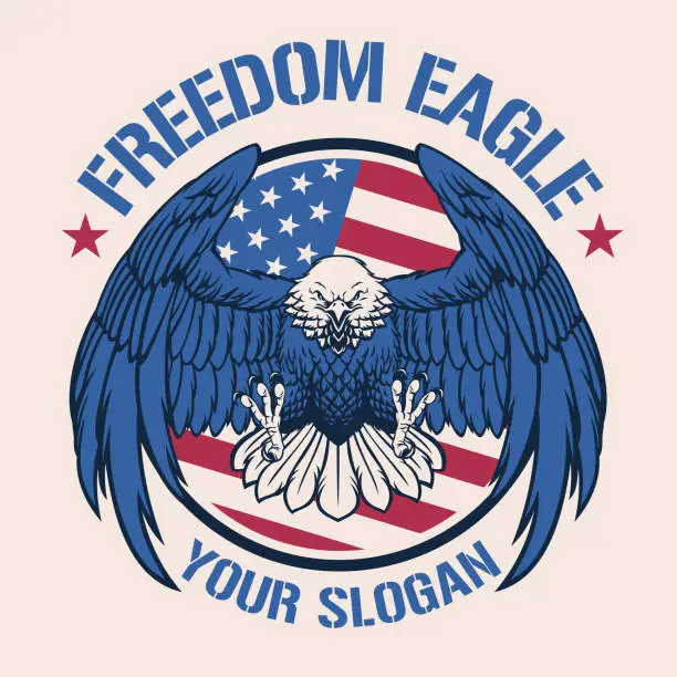 Vector illustration of Vintage American Bald Eagle Tshirt Design Template