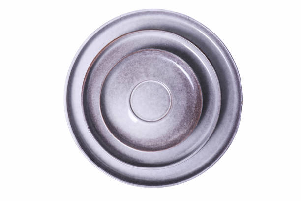 istock Set of gray ceramic round plates 1499970100