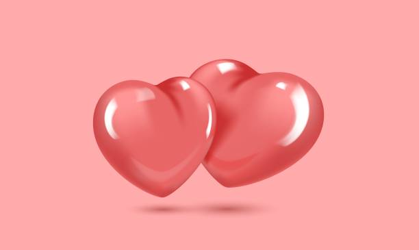 istock Valentine's Day. Red pair of hearts. Realistic 3d design, two hearts. 1499970419