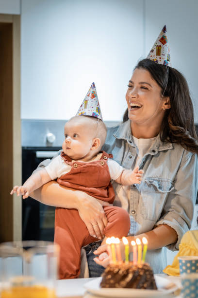 Family birthday party stock photo