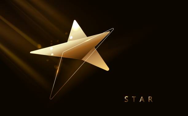 illustrations, cliparts, dessins animés et icônes de étoile d’or sur le fond foncé avec l’effet léger - star shape star theatrical performance backgrounds